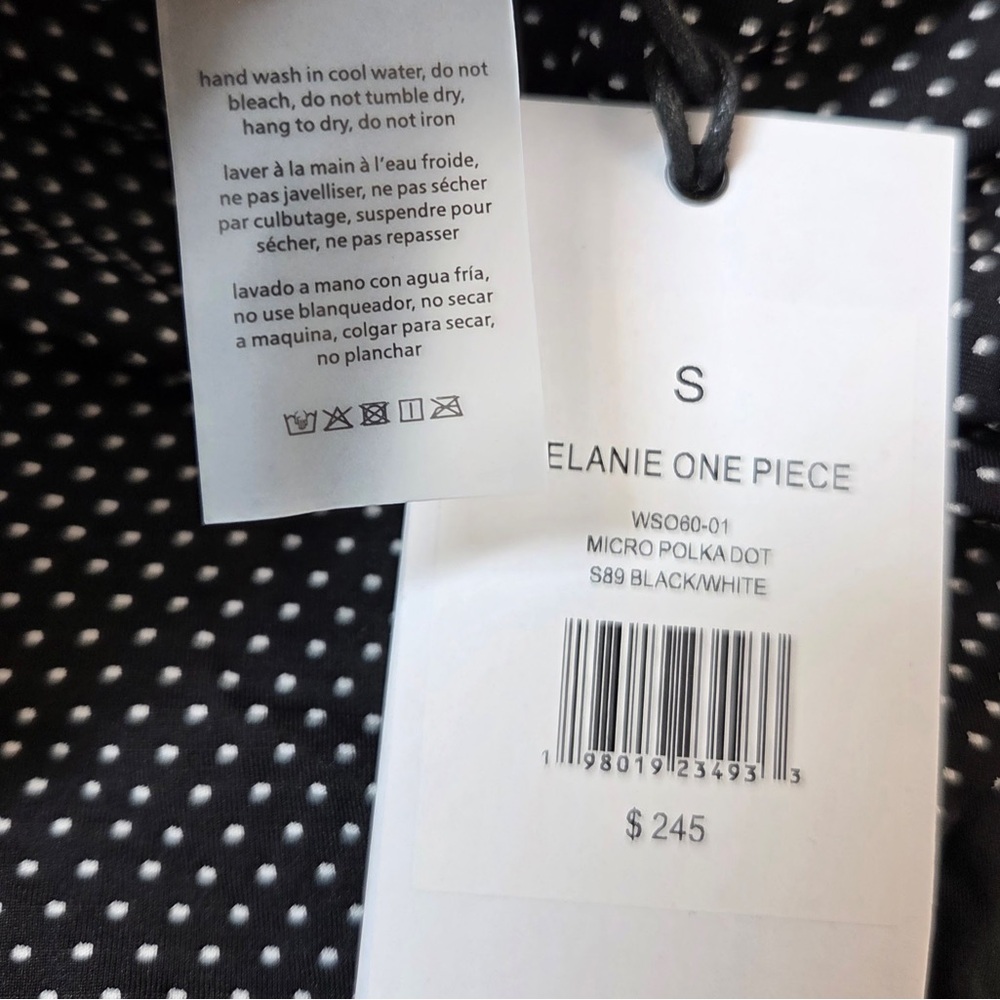 NWT ONIA Micro Polka Dot Melanie One Piece Swimsuit Black White Small 6574 - Picture 6 of 9